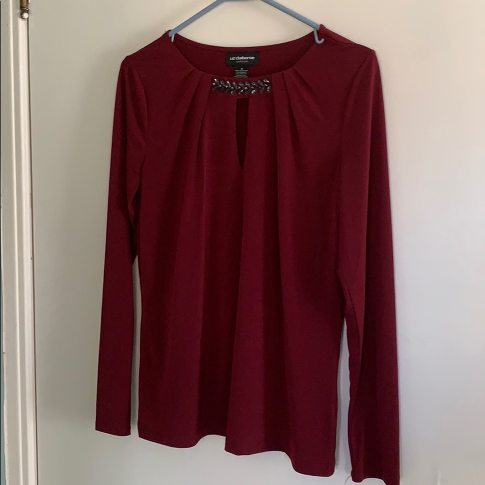 Liz Claiborne maroon top.